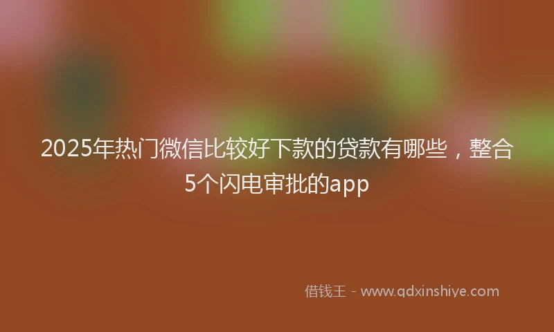 2025年热门微信比较好下款的贷款有哪些，整合5个闪电审批的app