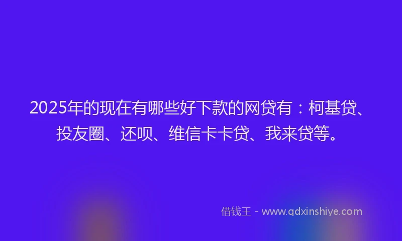2025年的现在有哪些好下款的网贷有：柯基贷、投友圈、还呗、维信卡卡贷、我来贷等。