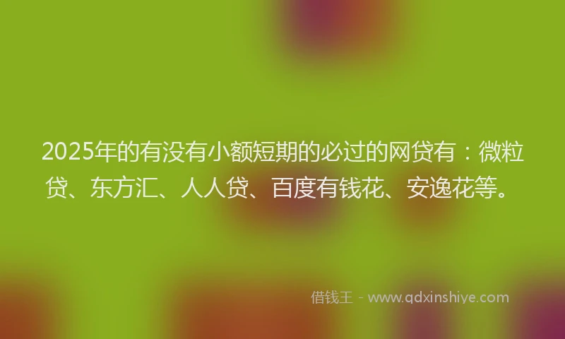 2025年的有没有小额短期的必过的网贷有：微粒贷、东方汇、人人贷、百度有钱花、安逸花等。