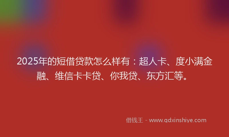 2025年的短借贷款怎么样有：超人卡、度小满金融、维信卡卡贷、你我贷、东方汇等。