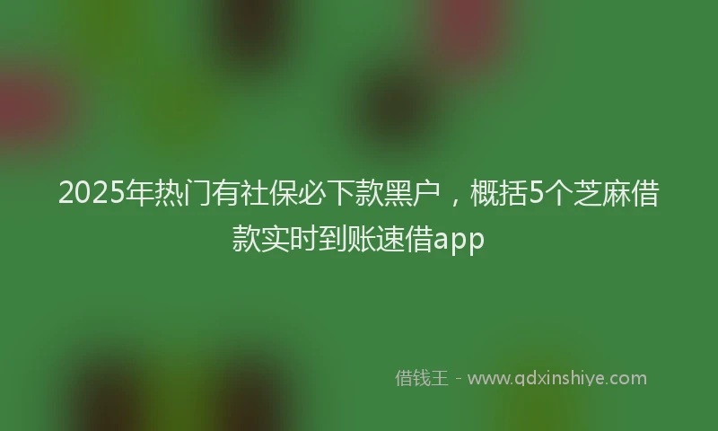 2025年热门有社保必下款黑户，概括5个芝麻借款实时到账速借app