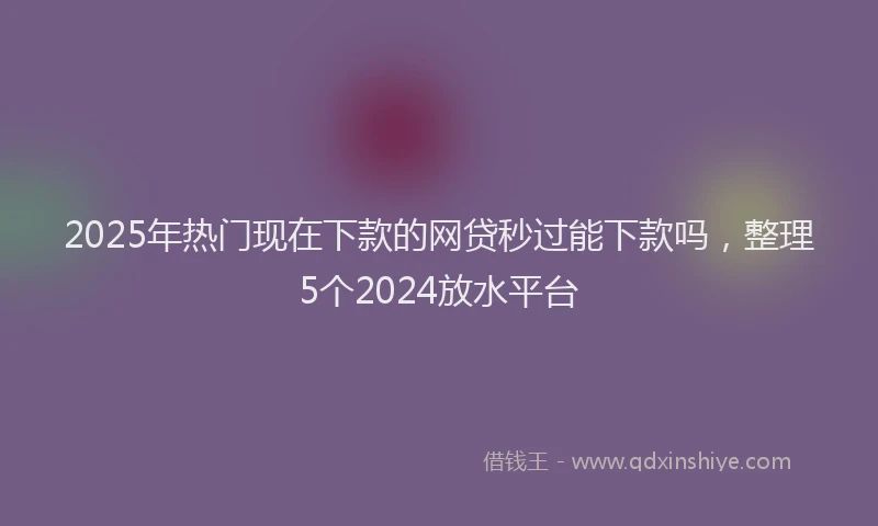 2025年热门现在下款的网贷秒过能下款吗，整理5个2024放水平台