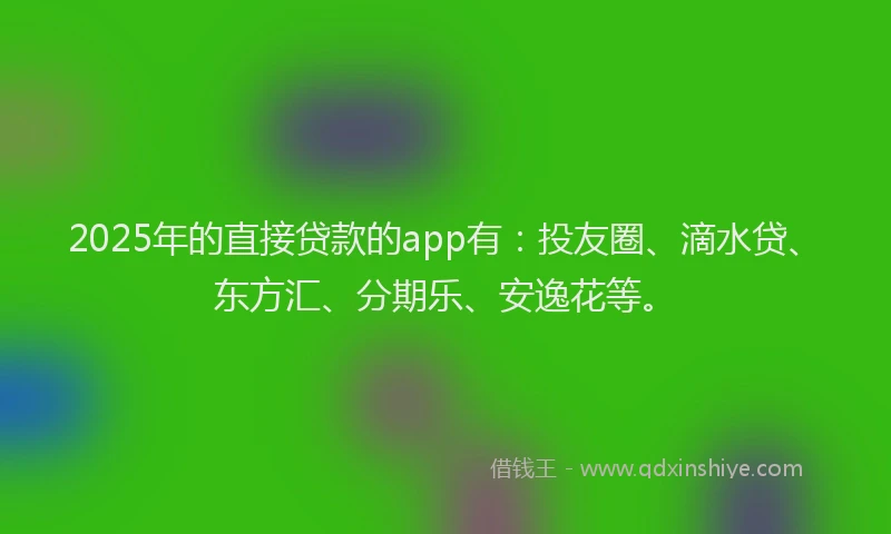 2025年的直接贷款的app有：投友圈、滴水贷、东方汇、分期乐、安逸花等。