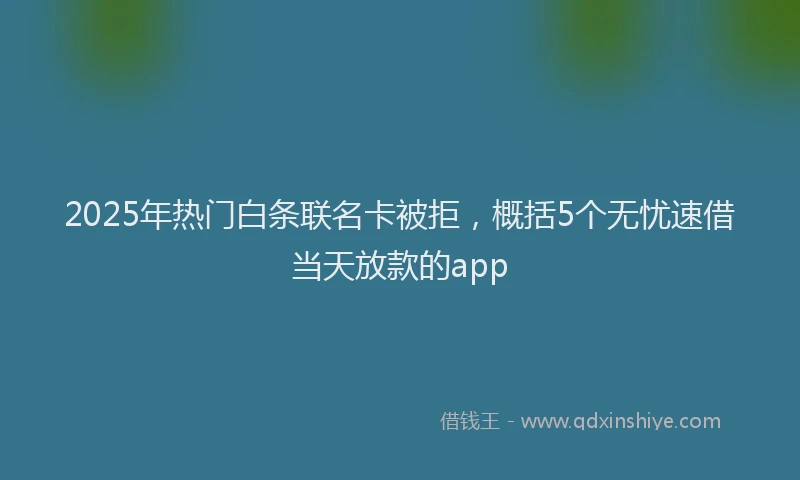 2025年热门白条联名卡被拒，概括5个无忧速借当天放款的app