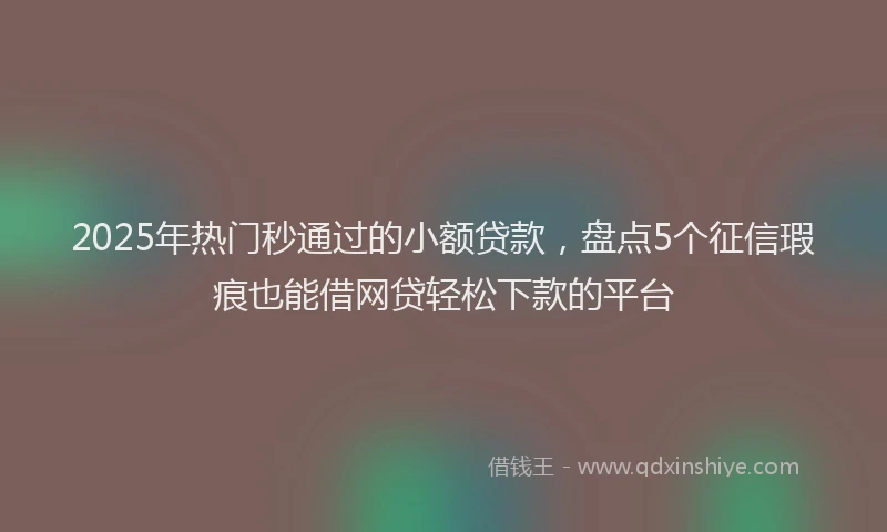 2025年热门秒通过的小额贷款，盘点5个征信瑕疵也能借网贷轻松下款的平台