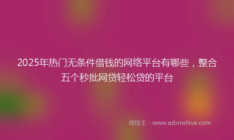 2025年热门无条件借钱的网络平台有哪些，整合五个秒批网贷轻松贷的平台