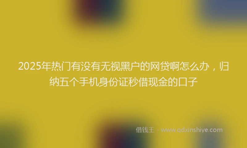 2025年热门有没有无视黑户的网贷啊怎么办，归纳五个手机身份证秒借现金的口子