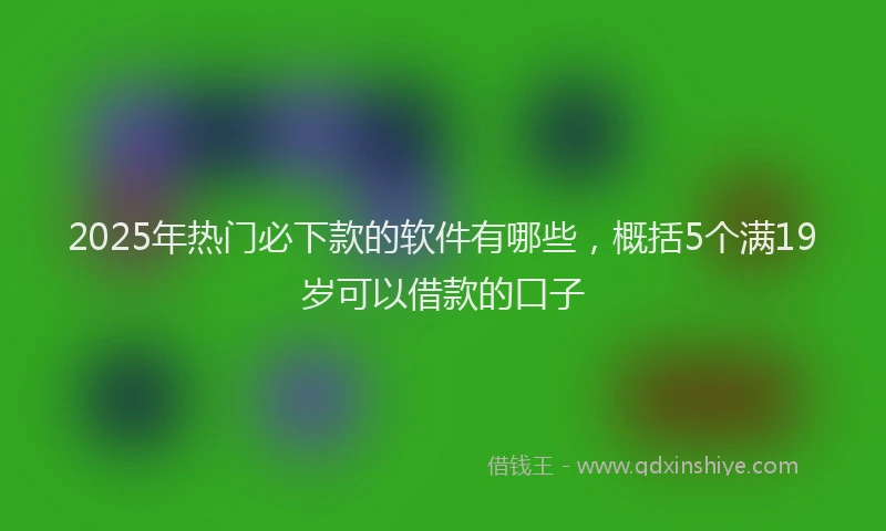 2025年热门必下款的软件有哪些，概括5个满19岁可以借款的口子