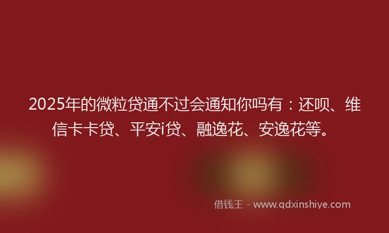 2025年的微粒贷通不过会通知你吗有：还呗、维信卡卡贷、平安i贷、融逸花、安逸花等。