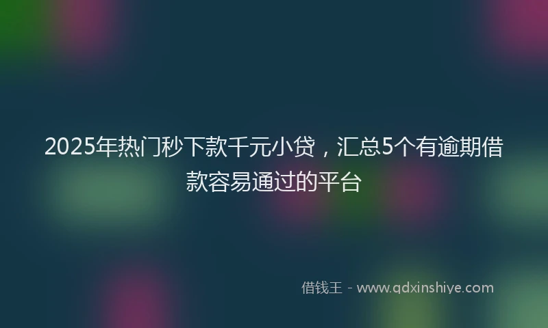 2025年热门秒下款千元小贷，汇总5个有逾期借款容易通过的平台