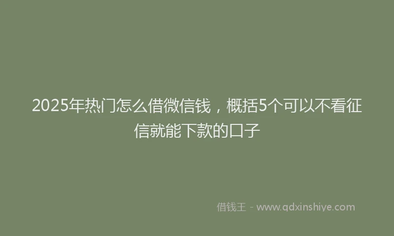 2025年热门怎么借微信钱，概括5个可以不看征信就能下款的口子