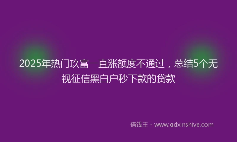 2025年热门玖富一直涨额度不通过，总结5个无视征信黑白户秒下款的贷款