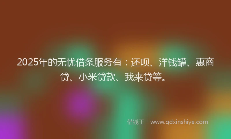 2025年的无忧借条服务有：还呗、洋钱罐、惠商贷、小米贷款、我来贷等。