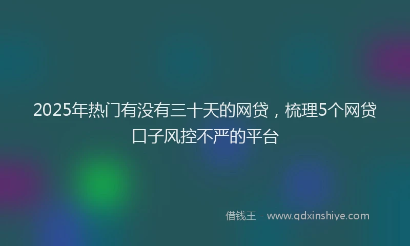 2025年热门有没有三十天的网贷，梳理5个网贷口子风控不严的平台
