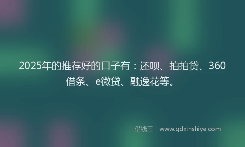 2025年的推荐好的口子有：还呗、拍拍贷、360借条、e微贷、融逸花等。