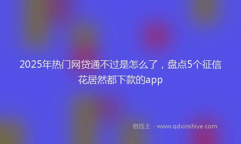 2025年热门网贷通不过是怎么了，盘点5个征信花居然都下款的app