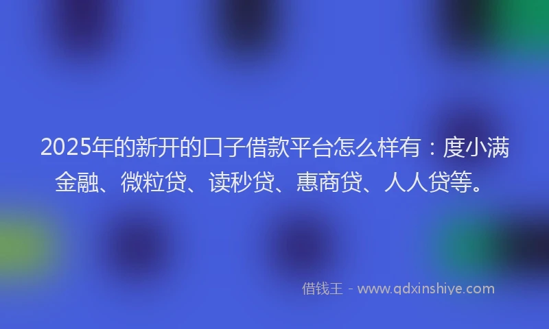 2025年的新开的口子借款平台怎么样有：度小满金融、微粒贷、读秒贷、惠商贷、人人贷等。