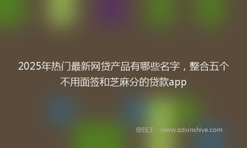 2025年热门最新网贷产品有哪些名字，整合五个不用面签和芝麻分的贷款app