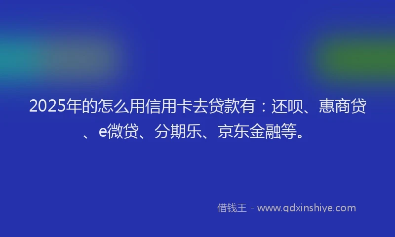 2025年的怎么用信用卡去贷款有：还呗、惠商贷、e微贷、分期乐、京东金融等。