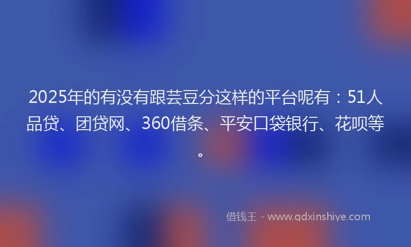 2025年的有没有跟芸豆分这样的平台呢有：51人品贷、团贷网、360借条、平安口袋银行、花呗等。