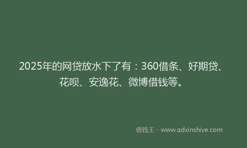 2025年的网贷放水下了有：360借条、好期贷、花呗、安逸花、微博借钱等。