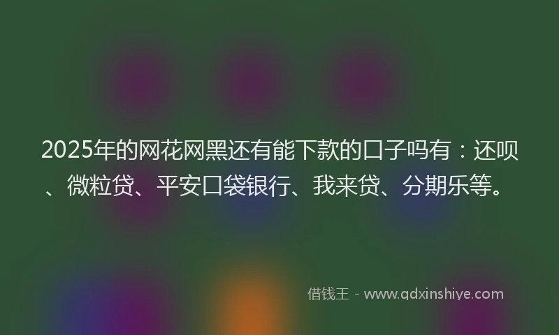 2025年的网花网黑还有能下款的口子吗有：还呗、微粒贷、平安口袋银行、我来贷、分期乐等。