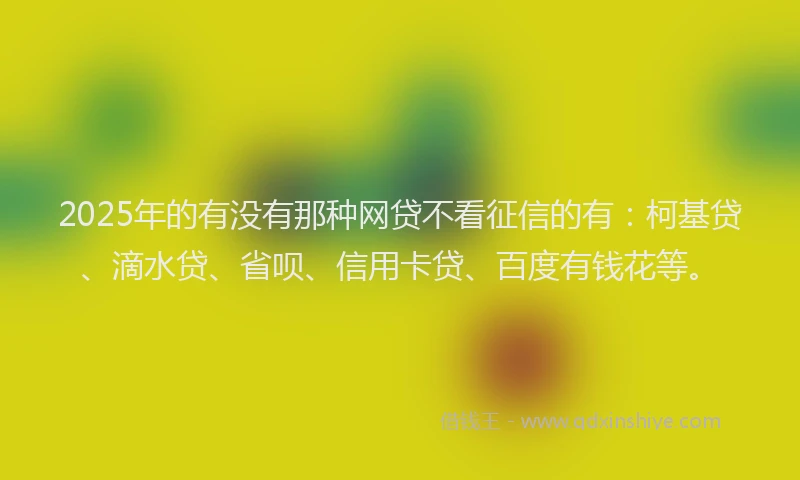 2025年的有没有那种网贷不看征信的有：柯基贷、滴水贷、省呗、信用卡贷、百度有钱花等。