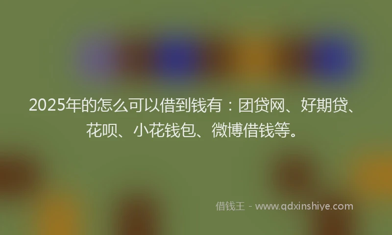 2025年的怎么可以借到钱有：团贷网、好期贷、花呗、小花钱包、微博借钱等。