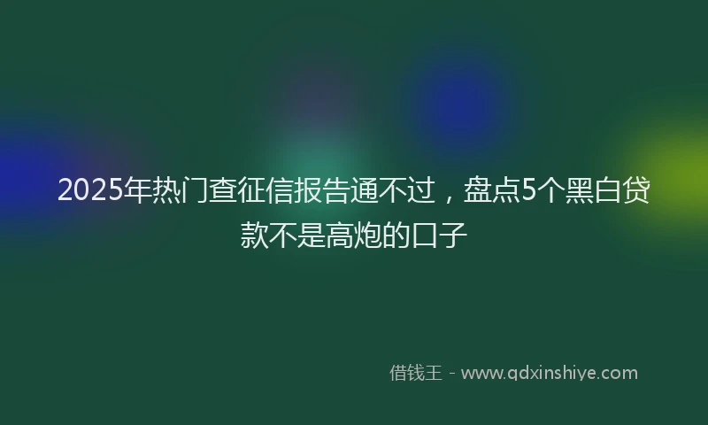 2025年热门查征信报告通不过，盘点5个黑白贷款不是高炮的口子