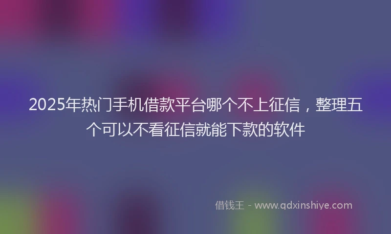 2025年热门手机借款平台哪个不上征信，整理五个可以不看征信就能下款的软件