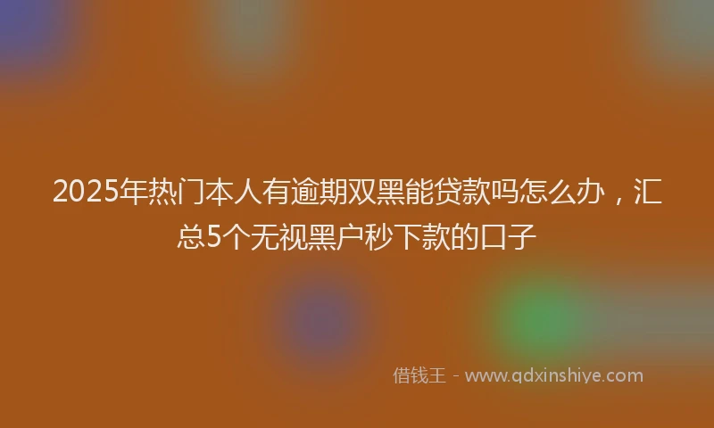 2025年热门本人有逾期双黑能贷款吗怎么办，汇总5个无视黑户秒下款的口子