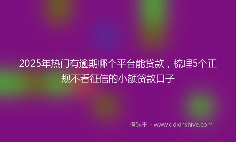 2025年热门有逾期哪个平台能贷款，梳理5个正规不看征信的小额贷款口子