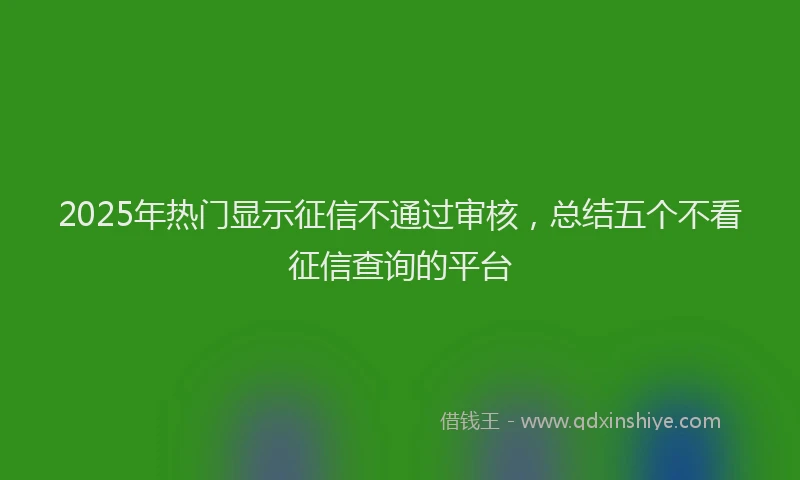 2025年热门显示征信不通过审核，总结五个不看征信查询的平台