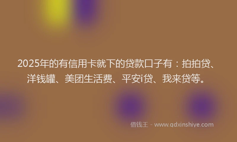 2025年的有信用卡就下的贷款口子有：拍拍贷、洋钱罐、美团生活费、平安i贷、我来贷等。