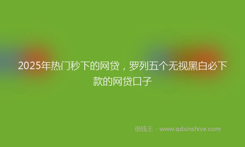 2025年热门秒下的网贷，罗列五个无视黑白必下款的网贷口子