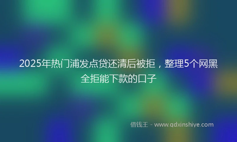 2025年热门浦发点贷还清后被拒，整理5个网黑全拒能下款的口子