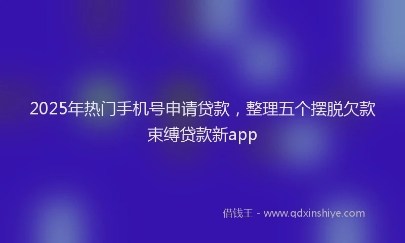 2025年热门手机号申请贷款，整理五个摆脱欠款束缚贷款新app