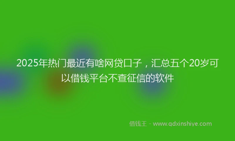 2025年热门最近有啥网贷口子，汇总五个20岁可以借钱平台不查征信的软件