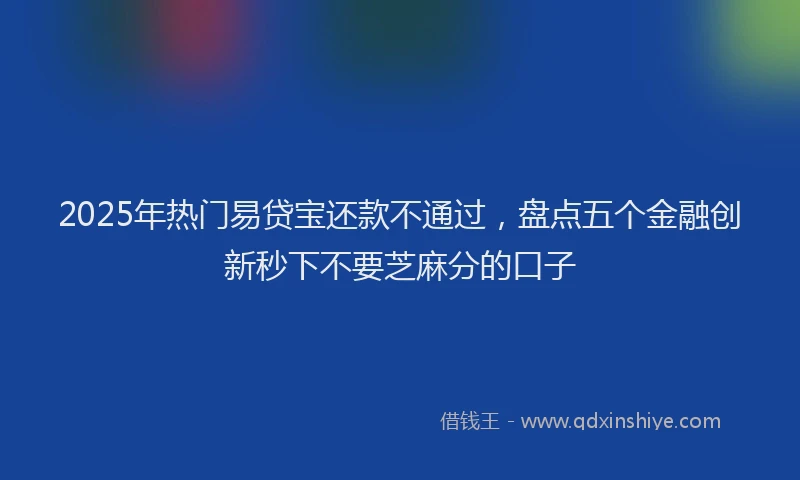 2025年热门易贷宝还款不通过，盘点五个金融创新秒下不要芝麻分的口子