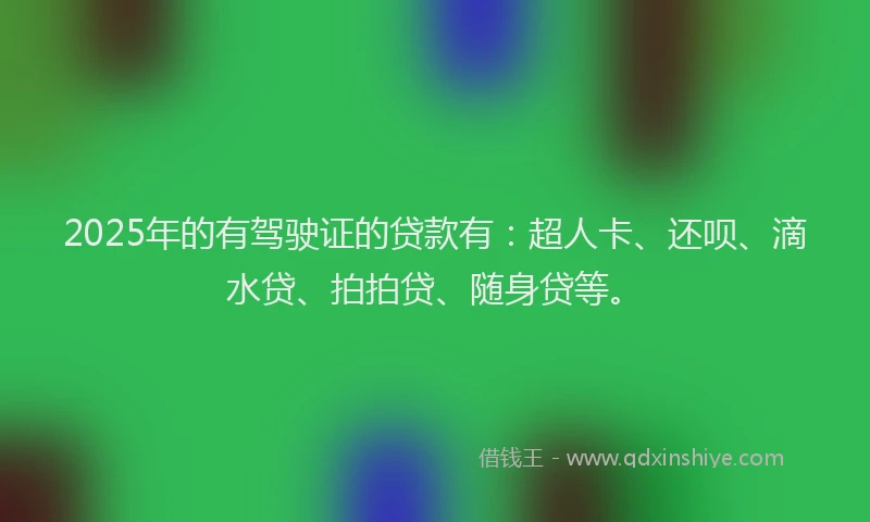 2025年的有驾驶证的贷款有：超人卡、还呗、滴水贷、拍拍贷、随身贷等。