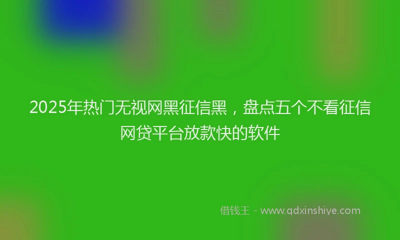 2025年热门无视网黑征信黑，盘点五个不看征信网贷平台放款快的软件