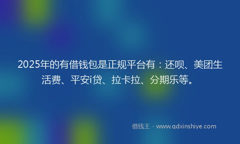 2025年的有借钱包是正规平台有：还呗、美团生活费、平安i贷、拉卡拉、分期乐等。
