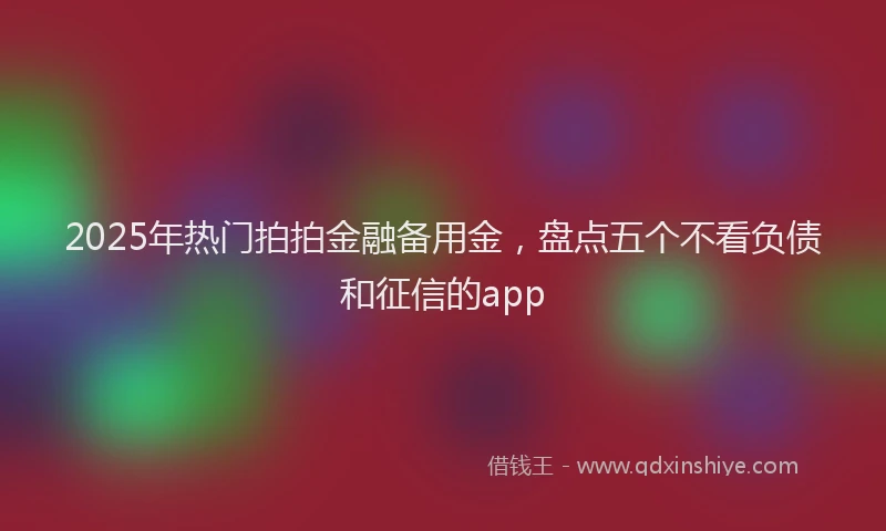2025年热门拍拍金融备用金，盘点五个不看负债和征信的app