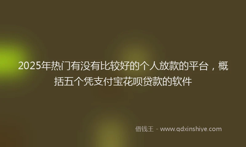 2025年热门有没有比较好的个人放款的平台，概括五个凭支付宝花呗贷款的软件