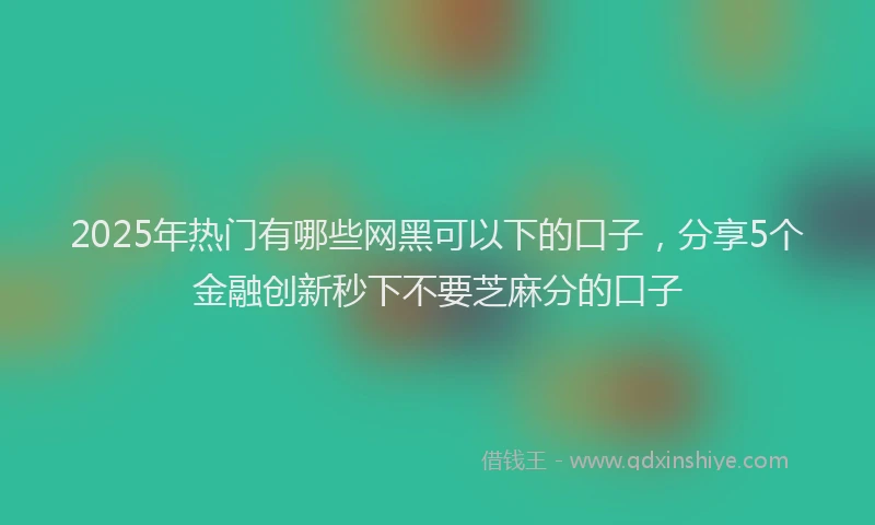 2025年热门有哪些网黑可以下的口子，分享5个金融创新秒下不要芝麻分的口子