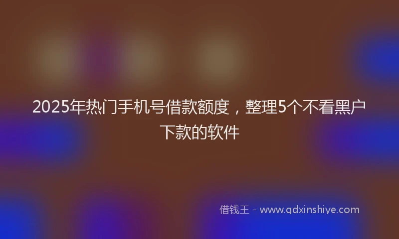 2025年热门手机号借款额度，整理5个不看黑户下款的软件
