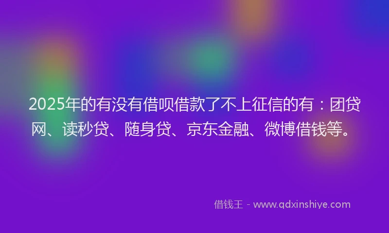 2025年的有没有借呗借款了不上征信的有：团贷网、读秒贷、随身贷、京东金融、微博借钱等。
