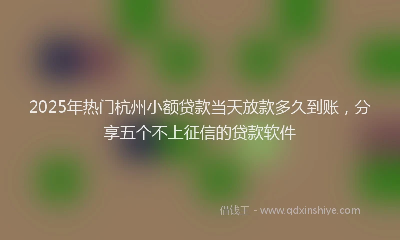 2025年热门杭州小额贷款当天放款多久到账，分享五个不上征信的贷款软件