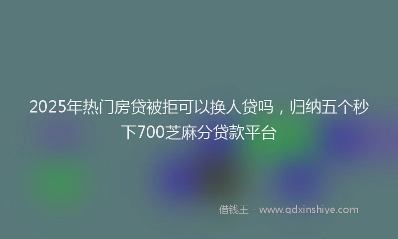 2025年热门房贷被拒可以换人贷吗，归纳五个秒下700芝麻分贷款平台