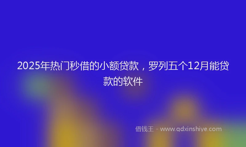 2025年热门秒借的小额贷款，罗列五个12月能贷款的软件